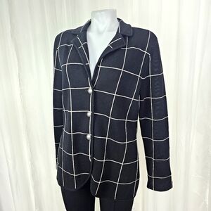 Brooks Brothers Extra Fine Italian Merino wool black white sweater blazer large